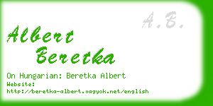 albert beretka business card